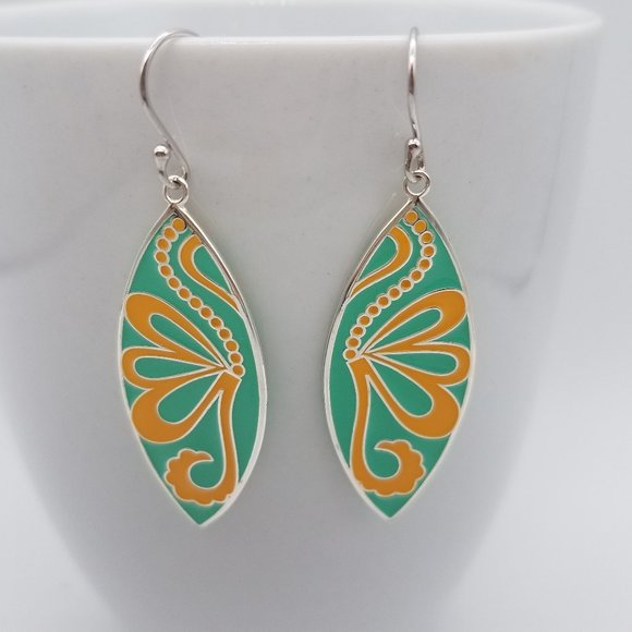 Enamel Silver Earring - Butterly (Fine Jewelry) - Picture 4 of 4